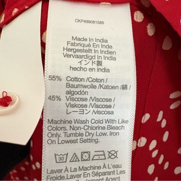 Madewell Shirred Puff-Sleeve Top Polka Dot Red White Size Medium - Picture 10 of 14
